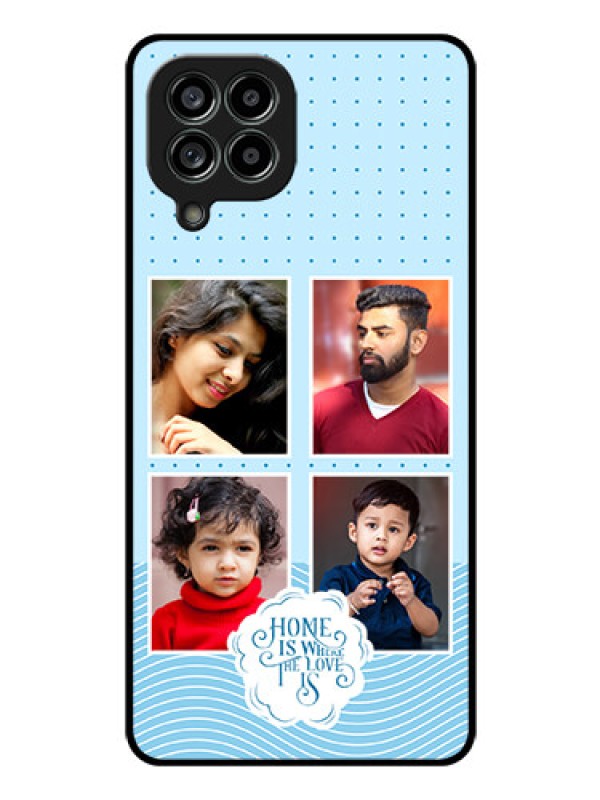 Custom Galaxy M53 5G Custom Glass Phone Case - Cute love quote with 4 pic upload Design