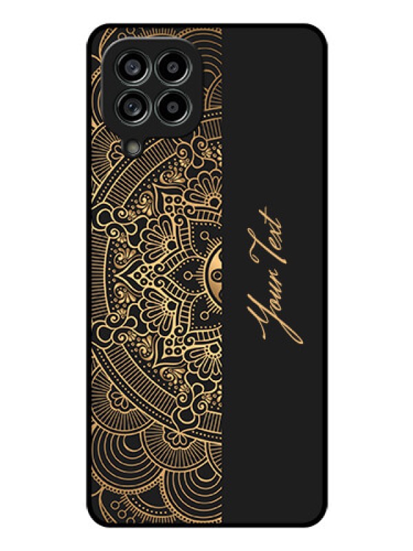 Custom Galaxy M53 5G Photo Printing on Glass Case - Mandala art with custom text Design