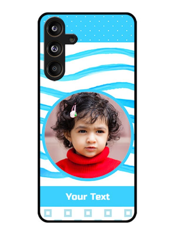Custom Samsung Galaxy M55 5G Custom Glass Phone CaseSimple Blue Case Design