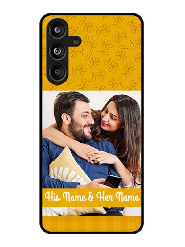 Custom Samsung Galaxy M55 5G Custom Glass Phone CaseYellow Floral Design