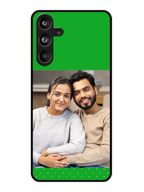 Custom Samsung Galaxy M55 5G Custom Glass Phone CaseGreen Pattern Design