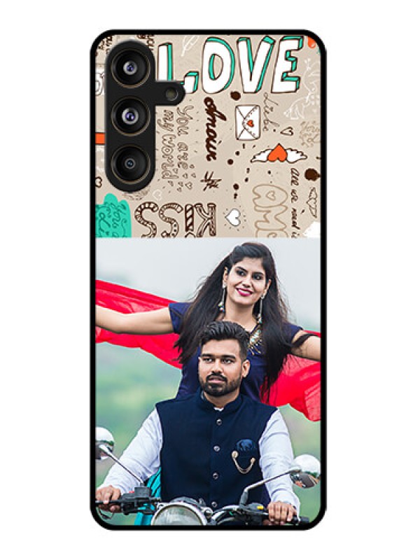 Custom Samsung Galaxy M55 5G Custom Glass Phone CaseLove Doodle Pattern
