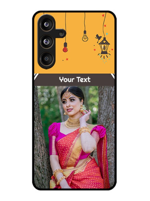 Custom Samsung Galaxy M55 5G Custom Glass Phone CaseWith Family Picture And Icons