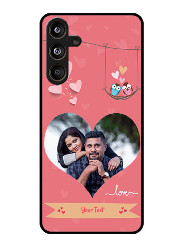 Custom Samsung Galaxy M55 5G Custom Glass Phone CasePeach Color Love Design