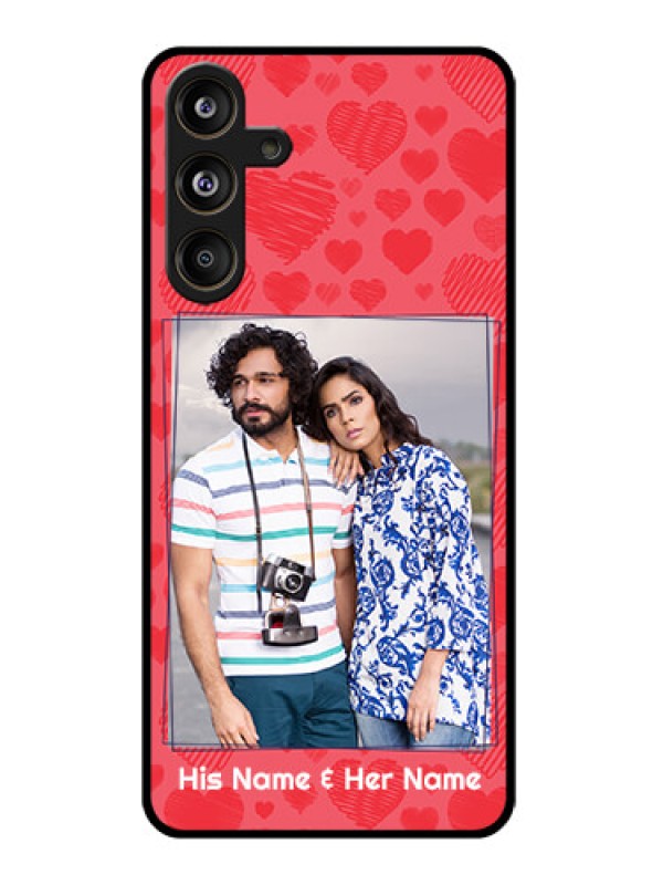 Custom Samsung Galaxy M55 5G Custom Glass Phone CaseWith Red Heart Symbols Design