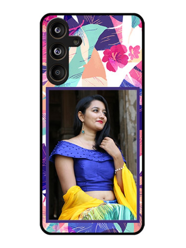 Custom Samsung Galaxy M55 5G Custom Glass Phone CaseAbstract Floral Design