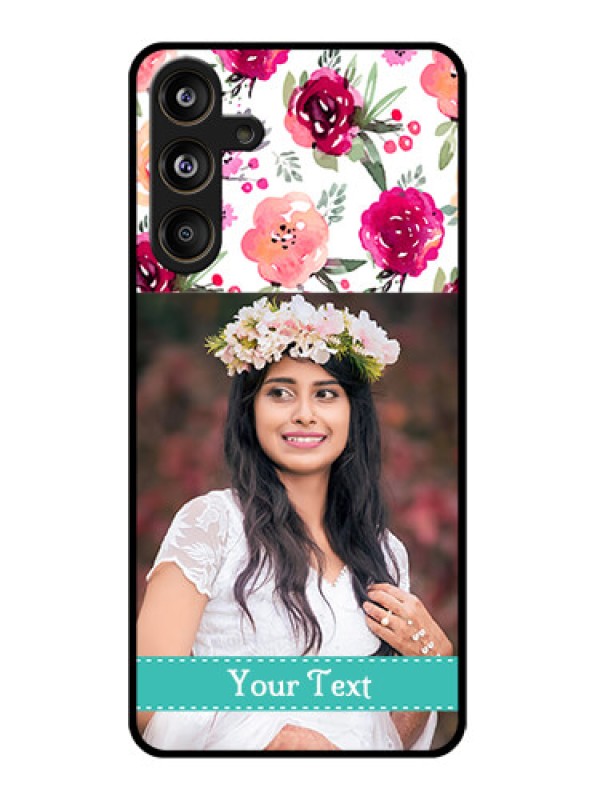 Custom Samsung Galaxy M55 5G Custom Glass Phone CaseWater Colors Floral Design