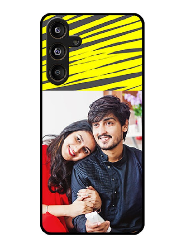 Custom Samsung Galaxy M55 5G Custom Glass Phone CaseYellow Abstract Design