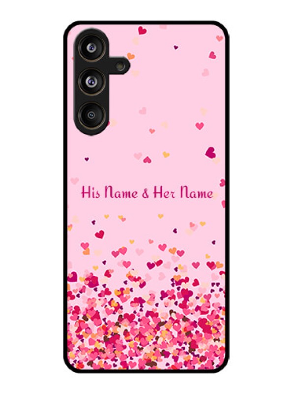 Custom Samsung Galaxy M55 5G Custom Glass Phone CaseFloating Hearts Design