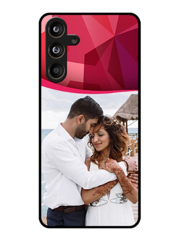Custom Galaxy M55s 5G Custom Glass Phone Case - Red Abstract Design