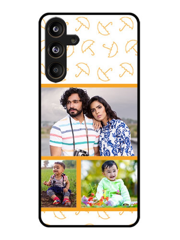 Custom Galaxy M55s 5G Custom Glass Phone Case - Yellow Pattern Design