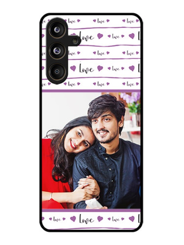 Custom Galaxy M55s 5G Custom Glass Phone Case - Couples Heart Design
