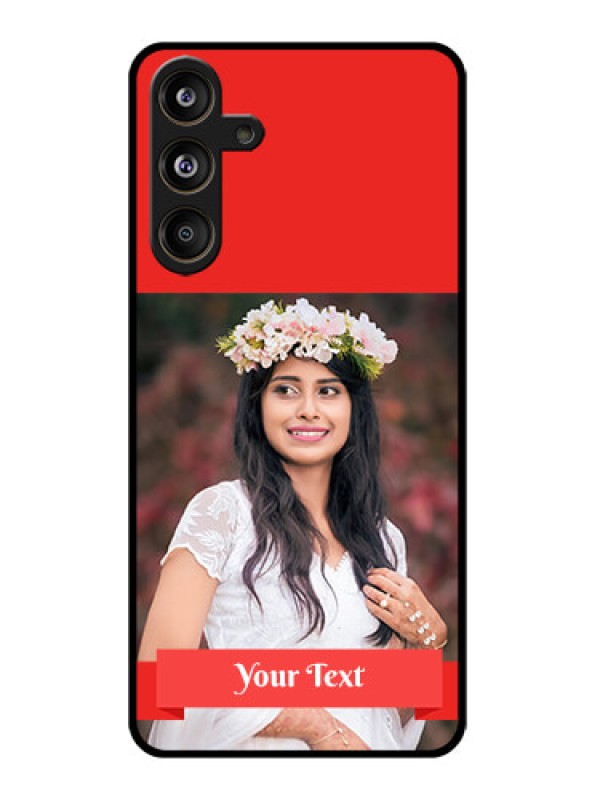 Custom Galaxy M55s 5G Custom Glass Phone Case - Simple Red Color Design