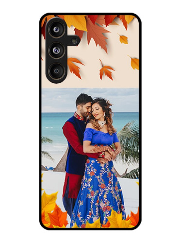Custom Galaxy M55s 5G Custom Glass Phone Case - Autumn Maple Leaves Design