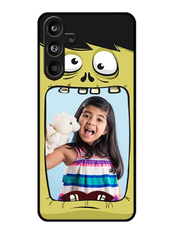 Custom Galaxy M55s 5G Custom Glass Phone Case - Cartoon Monster Back Case Design