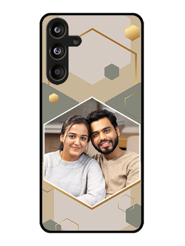 Custom Galaxy M55s 5G Custom Glass Phone Case - Stylish Hexagon Pattern Design