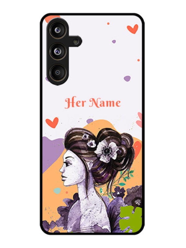 Custom Galaxy M55s 5G Custom Glass Phone Case - Woman And Nature Design