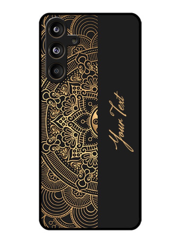 Custom Galaxy M55s 5G Custom Glass Phone Case - Mandala Art With Custom Text Design