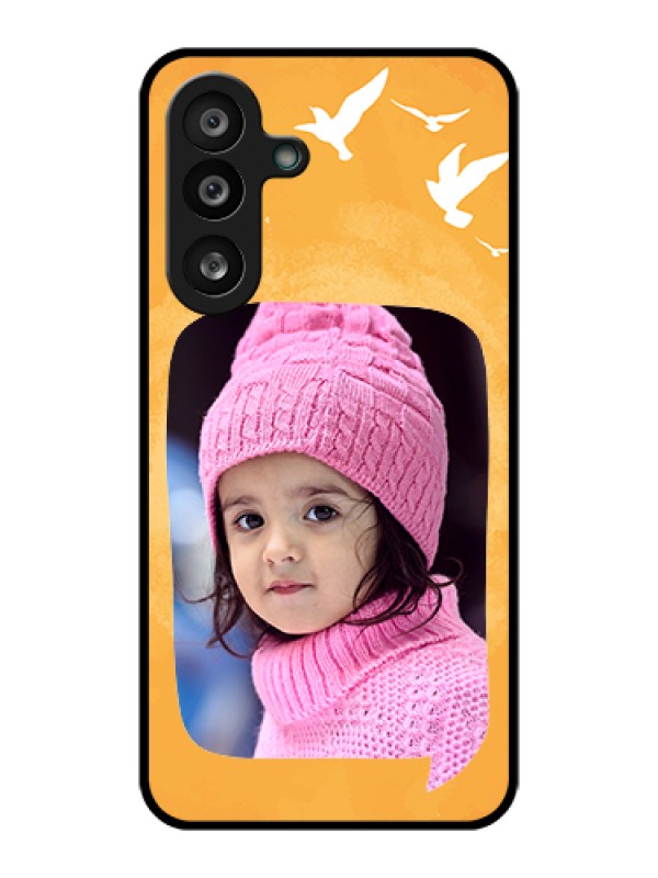 Custom Samsung Galaxy M56 5G Custom Glass Phone Case - Water Color Design With Bird Icons