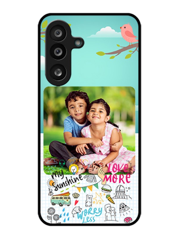Custom Samsung Galaxy M56 5G Custom Glass Phone Case - Doodle Love Design