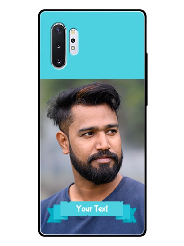 Custom Samsung Galaxy Note 10 Plus Personalized Glass Phone Case  - Simple Blue Color Design
