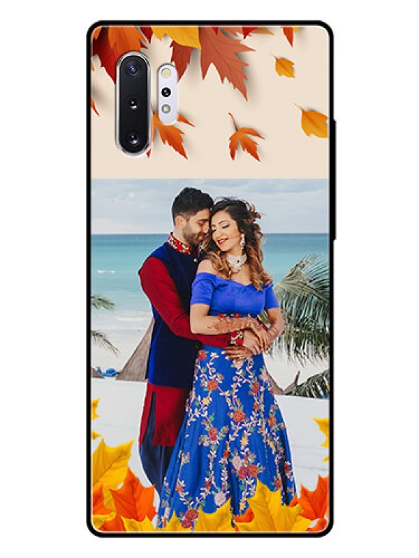 Custom Samsung Galaxy Note 10 Plus Photo Printing on Glass Case  - Autumn Maple Leaves Design
