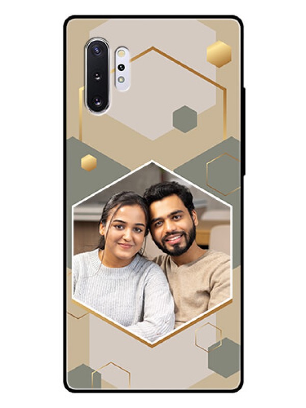 Custom Galaxy Note 10 Plus Photo Printing on Glass Case - Stylish Hexagon Pattern Design