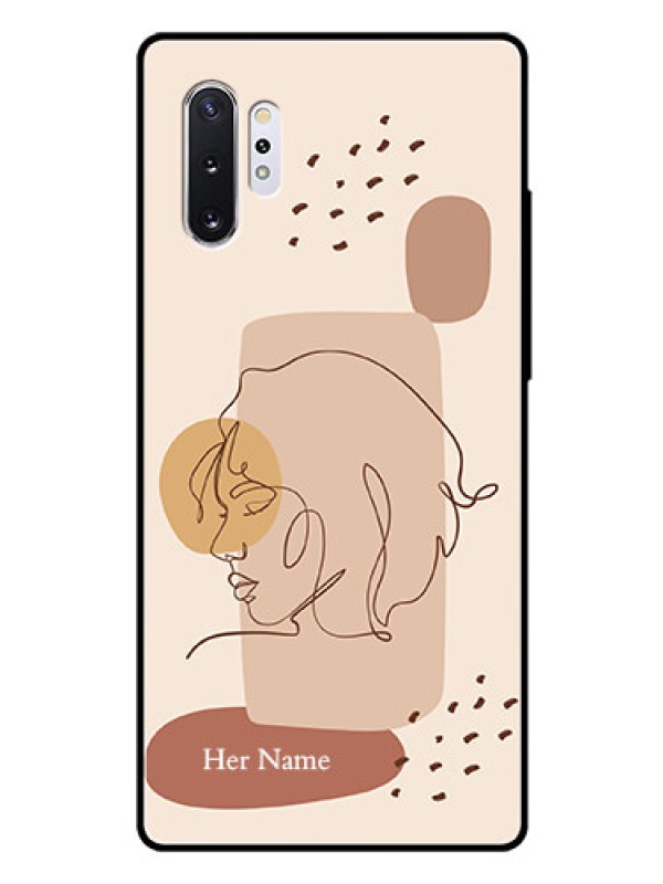 Custom Galaxy Note 10 Plus Photo Printing on Glass Case - Calm Woman line art Design