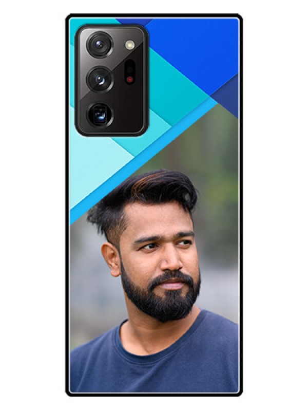 Custom Galaxy Note 20 Ultra Custom Glass Phone Case  - Blue Pattern Design