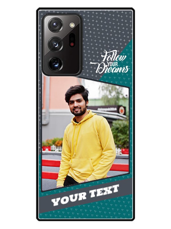 Custom Galaxy Note 20 Ultra Personalized Glass Phone Case  - Background Pattern Design with Quote