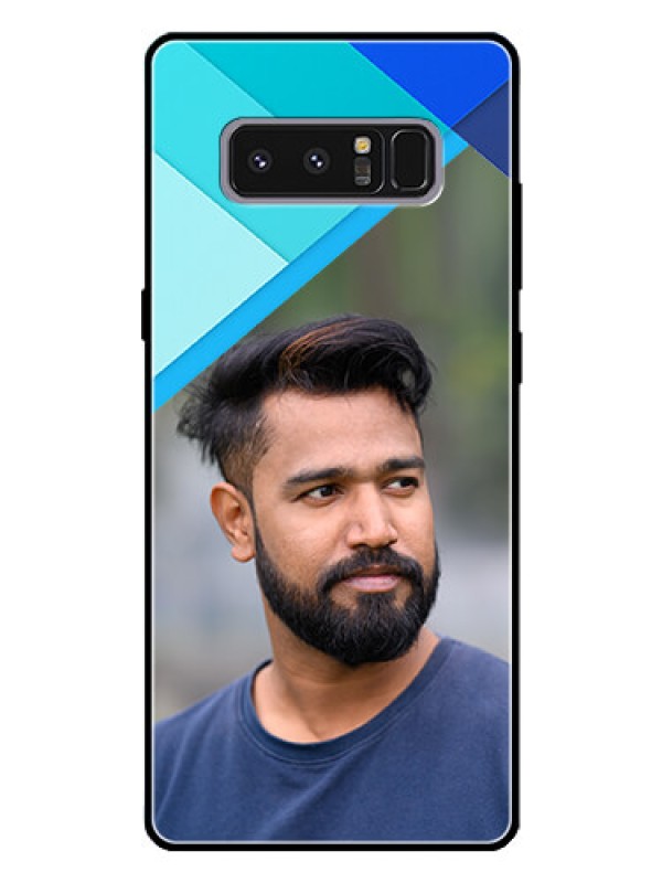 Custom Galaxy Note 8 Custom Glass Phone Case  - Blue Pattern Design