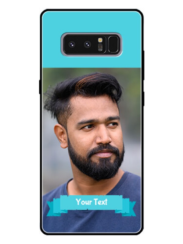 Custom Galaxy Note 8 Personalized Glass Phone Case  - Simple Blue Color Design