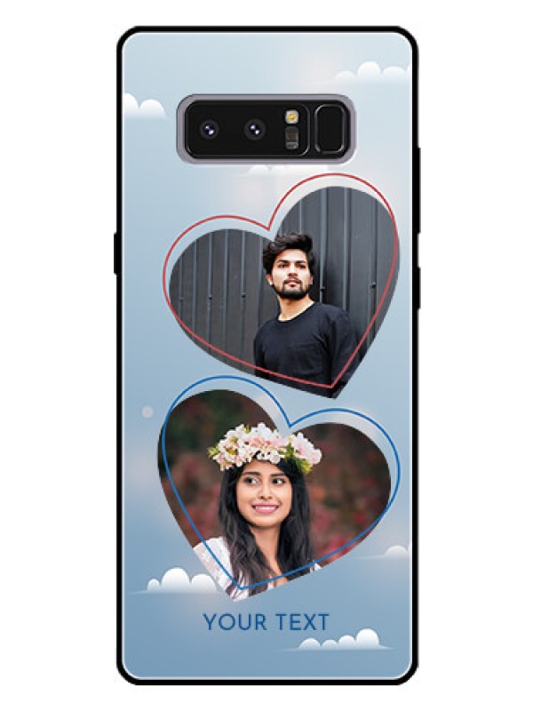 Custom Galaxy Note 8 Custom Glass Mobile Case  - Blue Color Couple Design 