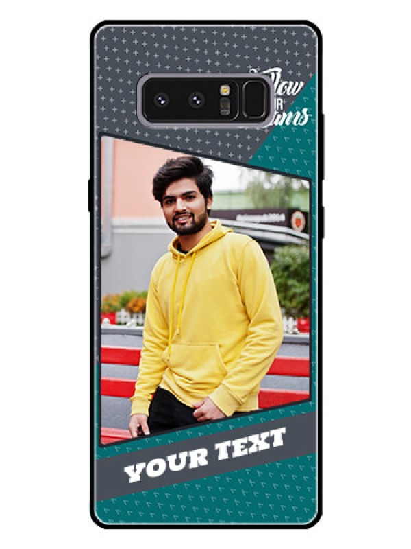 Custom Galaxy Note 8 Personalized Glass Phone Case  - Background Pattern Design with Quote