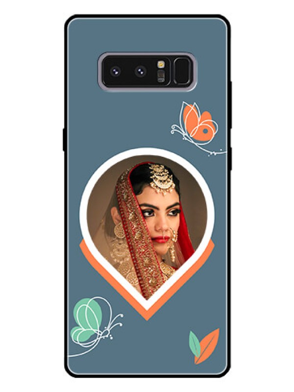 Custom Galaxy Note 8 Custom Glass Mobile Case - Droplet Butterflies Design