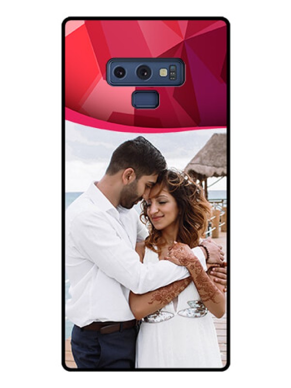 Custom Galaxy Note 9 Custom Glass Mobile Case  - Red Abstract Design