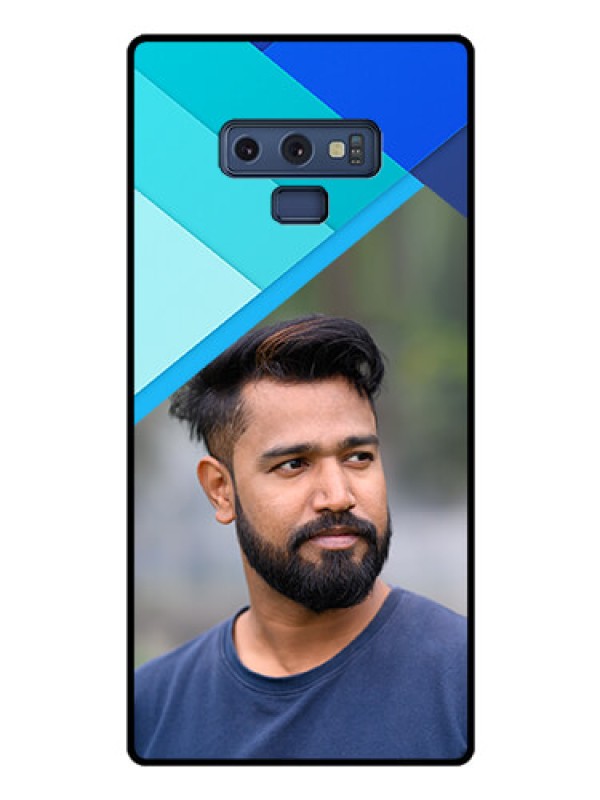 Custom Galaxy Note 9 Custom Glass Phone Case  - Blue Pattern Design
