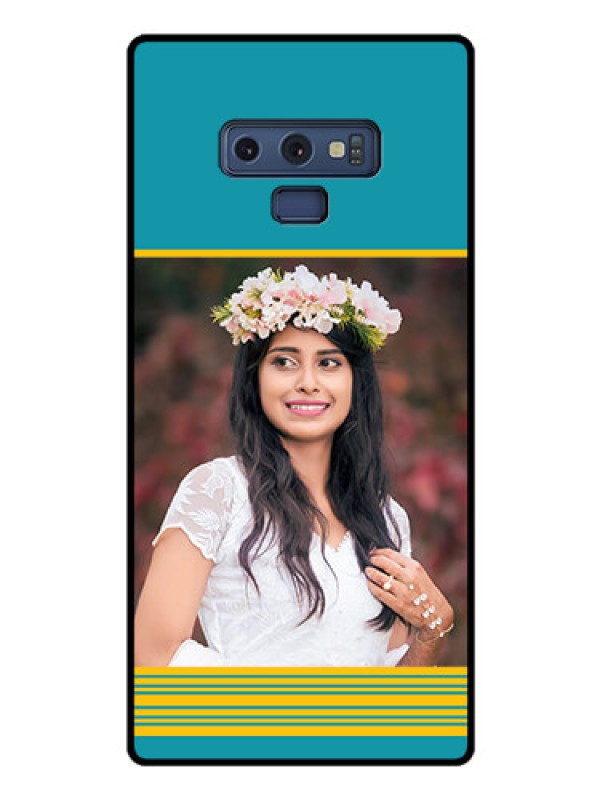 Custom Galaxy Note 9 Custom Glass Phone Case  - Yellow & Blue Design 