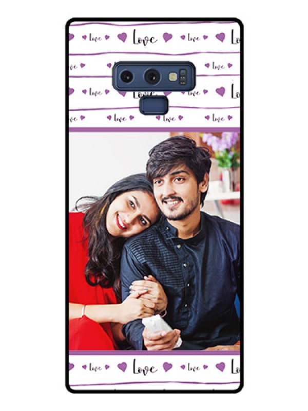 Custom Galaxy Note 9 Custom Glass Mobile Case  - Couples Heart Design