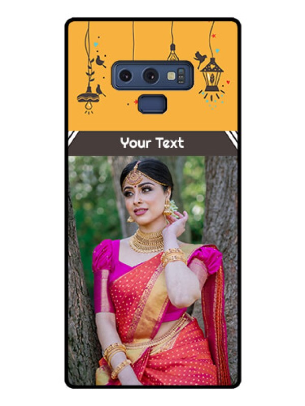 Custom Galaxy Note 9 Custom Glass Mobile Case  - with Family Picture and Icons 