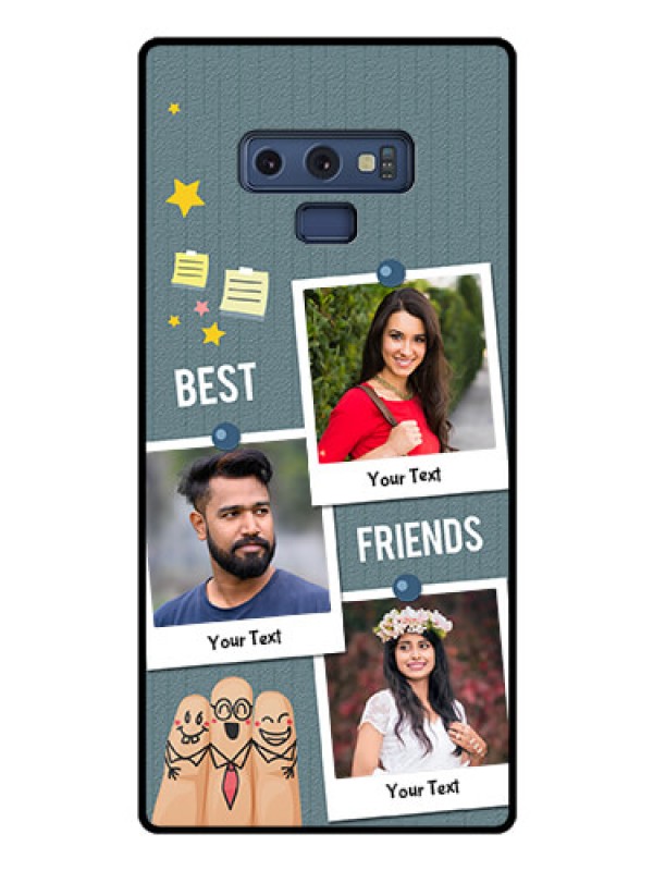 Custom Galaxy Note 9 Personalized Glass Phone Case  - Sticky Frames and Friendship Design