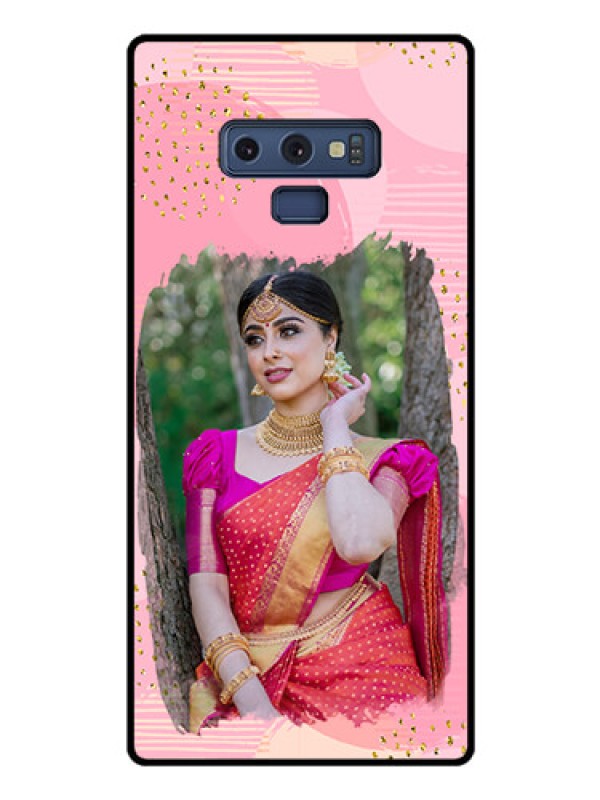 Custom Galaxy Note 9 Personalized Glass Phone Case  - Gold Glitter Splash Design