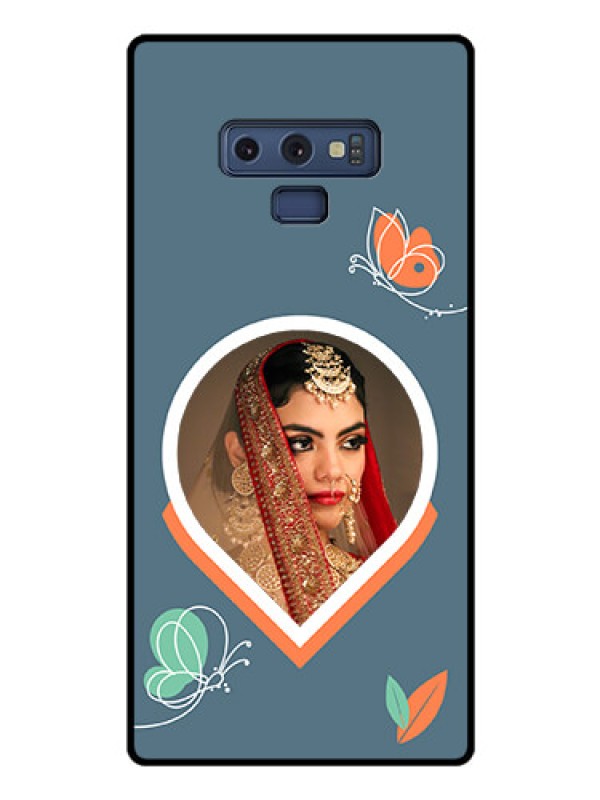 Custom Galaxy Note 9 Custom Glass Mobile Case - Droplet Butterflies Design