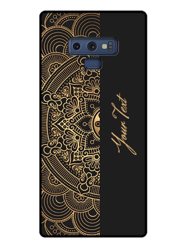 Custom Galaxy Note 9 Photo Printing on Glass Case - Mandala art with custom text Design