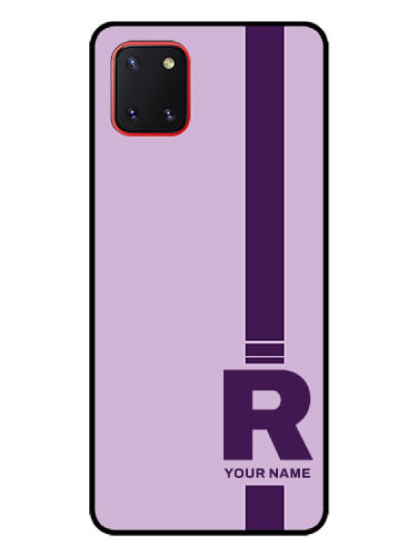 Custom Galaxy Note10 Lite Photo Printing on Glass Case - Simple dual tone stripe with name Design