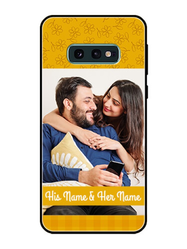 Custom Galaxy S10e Custom Glass Mobile Case  - Yellow Floral Design