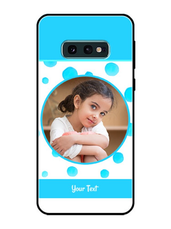 Custom Galaxy S10e Photo Printing on Glass Case  - Blue Bubbles Pattern Design