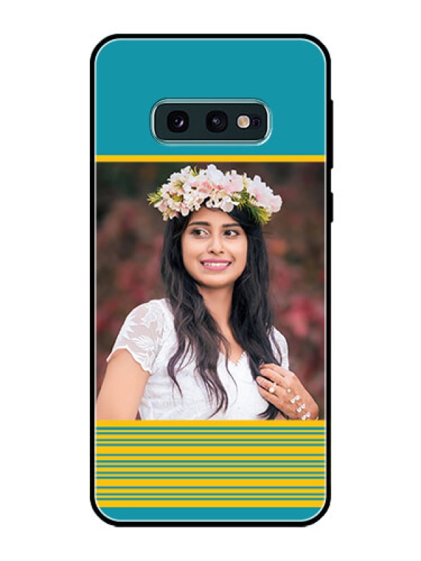 Custom Galaxy S10e Custom Glass Phone Case  - Yellow & Blue Design 