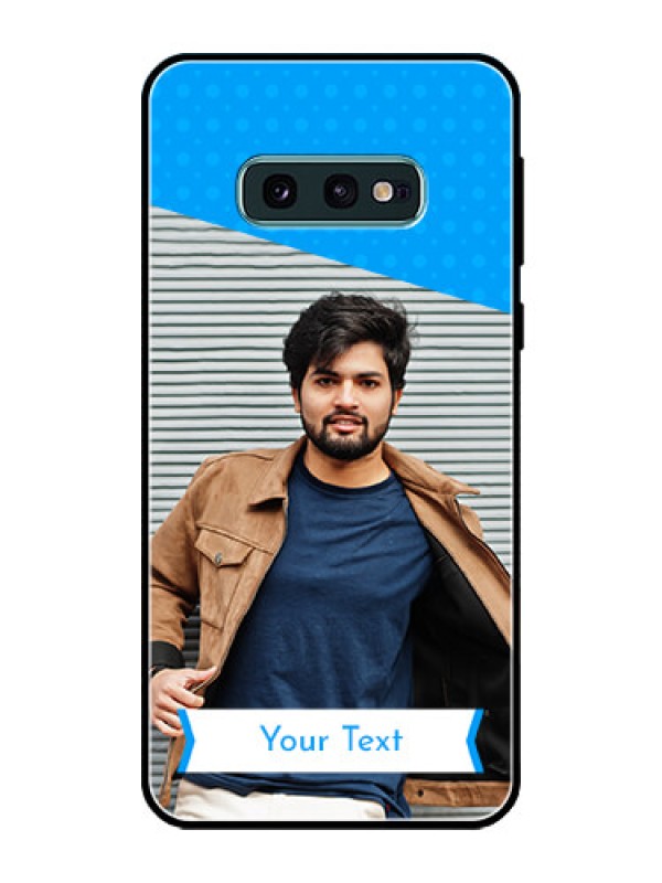 Custom Galaxy S10e Photo Printing on Glass Case  - Simple Blue Color Design