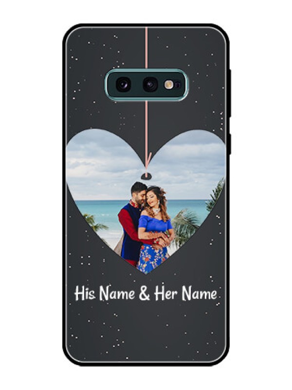 Custom Galaxy S10e Custom Glass Phone Case  - Hanging Heart Design